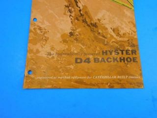 Caterpillar Hyster D4 Backhoe Vintage Advertising Brochure Pamphlet Booklet 3