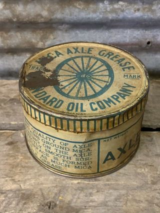 Antique Vtg 20s 30s MICA AXLE GREASE 1 Lb Metal Can Standard Oil Co Indiana 3