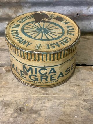 Antique Vtg 20s 30s MICA AXLE GREASE 1 Lb Metal Can Standard Oil Co Indiana 4