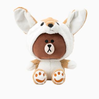 Korea Line Friends Wanna Be Brown Fox Animal Costume 25cm Plush Doll Mascot Gift