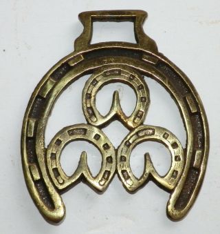 Brass Horseshoe Horse Harness Medallion Bridle Ornament Made In England