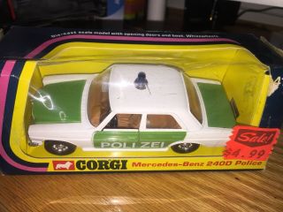 Vintage Corgi.  412 Mercedes - Benz Die Cast Vehicle Polizei,