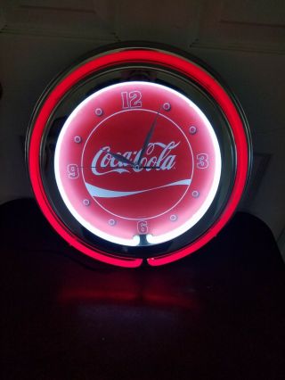 Vintage Coca Cola Retro Neon Clock Two Neon Rings