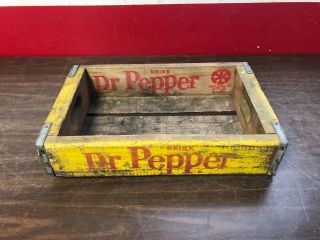 Vintage Yellow Dr Pepper Wood Soda Cola Coke Bottle Crate Box Antique Display