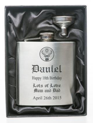 Personalised Birthday Jager Design Hip Flask In Gift Box For 18th/21st/boys/men