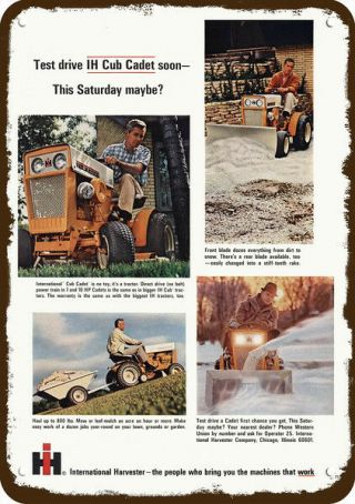 1965 International Harvester Ih Cub Cadet Lawn Mower Vintage Look Metal Sign