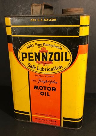 Vintage Pennzoil Self Lubrication One Gallon Motor Oil Can