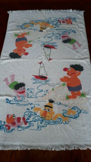 Vintage Sesame Street Beach Towel Bert And Ernie Kids Youth Bath