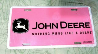 John Deere Pink Black White Logo Farm Vanity License Plate Sign 12 " X6 " 63