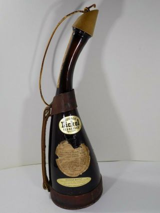 George Dickel Tennessee Whisky Amber Souvenir Bottle First Oct 1964 Rare Leather