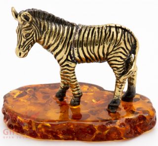 Solid Brass Amber Figurine Of The Zebra Ironwork