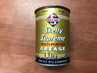 Vintage Skelly Supreme Grease 1 pound Can with Lid - Full with contents 4