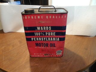 Rare Montgomery Ward Pennsylvania Motor Oil 2 Gallon Can