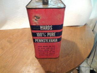 Rare Montgomery Ward Pennsylvania Motor Oil 2 Gallon Can 3