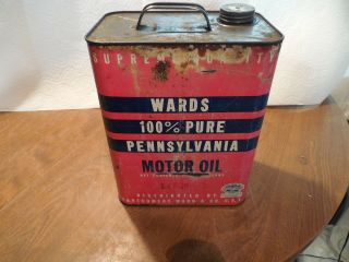Rare Montgomery Ward Pennsylvania Motor Oil 2 Gallon Can 4