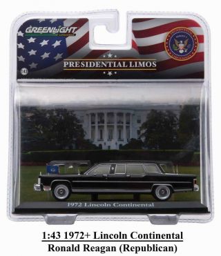 Greenlight Presidential Limo 1:43 1972 Lincoln Continental Ronald Reagan 86110c