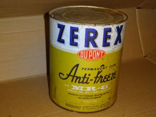 Vintage Zerex Dupont Anti Freeze Empty Tin 1 Gallon Round Can Advertising
