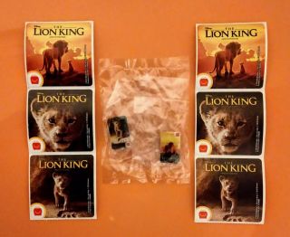 2019 Lion King Mcdonalds Employee Promotional Pins (set Of 2),  Bonus 6 Stickers