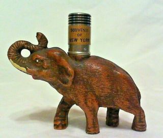 Rare Vintage Elephant Table Lighter " Souvenir Of York " Strikalite Ltd Usa