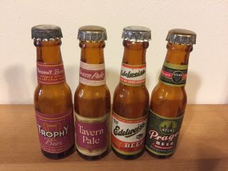 Four Chicago Vintage Miniature Glass Beer Bottles