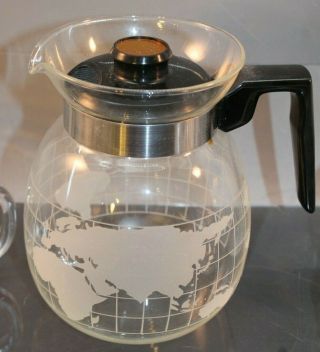Vintage Nescafe Nestle World Globe Glass Coffee Tea Mug Cup Carafe Creamer Set 2
