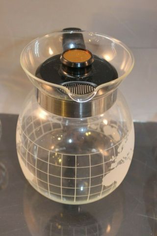 Vintage Nescafe Nestle World Globe Glass Coffee Tea Mug Cup Carafe Creamer Set 3