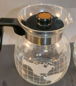 Vintage Nescafe Nestle World Globe Glass Coffee Tea Mug Cup Carafe Creamer Set 4
