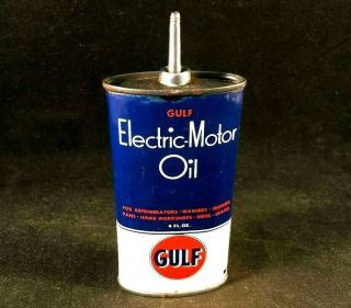 Gulf Electric - Motor Oil Handy Oiler Lead Top Tin Can Rare Advertising Gas Oil