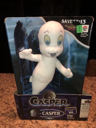 1994 Tyco 10 " Plush Casper Friendly Ghost Glow In Dark Eyes White Vtg Toy