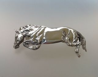 Horse Jewelry Barrette Or Scarf Clip Pewter Jumping Horse Direct From Artist