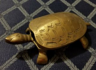 Barnyard Farm Solid Brass Turtle Or Tortoise Statue Tray Collectible