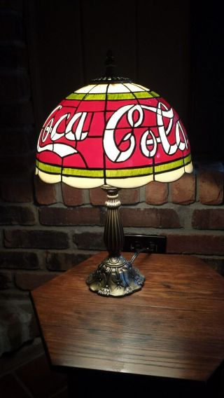 Tiffany Style Coca - Cola Stained Glass Plastic Table Lamp