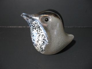Douglas J Becker Art Studio Glass Bird Figurine 2004 Black White Paperweight