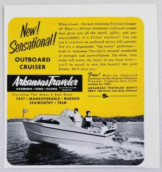 1955 Print Ad Arkansas Traveler 20 Aluminum Outboard Cruiser Boat Little Rock,  Ar