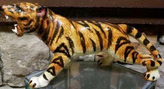 Made In Japan Vintage Stalking Prowling Jungle Cat Tiger Ceramic Figurine Wild