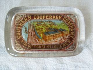 Glass Advertising Paperweight Southern Cooperage Co St.  Louis Beer Kegs