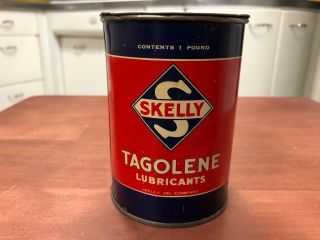 Vintage Skelly Tagolene Lubricants 1 Pound Can With Lid - Full With Contents