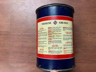 Vintage Skelly Tagolene Lubricants 1 pound Can with Lid - Full with contents 6