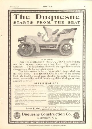 1906 Waltham Orient 2 Models/ Duquesne 2 Sided Car Ad - Orig Vin Print Ad