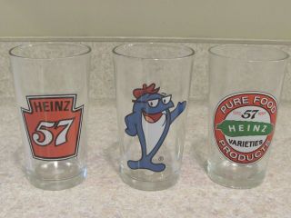 Vintage Limited Edition H.  J.  Heinz Company Set Of 3 Glasses,  Tuna Charlie,  Heinz