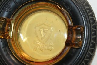 VINTAGE FIRESTONE TIRES 6.  00 - 18 ADVERTISING TIRE WITH AMBER GLASS ASHTRAY 2