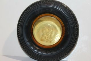 VINTAGE FIRESTONE TIRES 6.  00 - 18 ADVERTISING TIRE WITH AMBER GLASS ASHTRAY 3