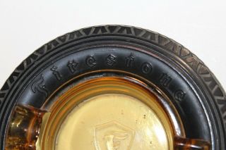 VINTAGE FIRESTONE TIRES 6.  00 - 18 ADVERTISING TIRE WITH AMBER GLASS ASHTRAY 4
