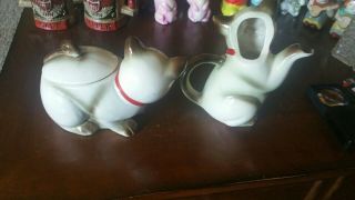 Vintage Ceramic Siamese Cat Creamer And Sugar Bowl with Lid Japanese 5
