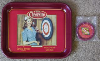 Cheerwine Soft Drink Collectible 1998 Tray & Coasters (4) Set