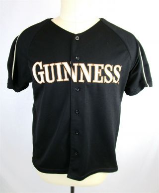 Guinness Official Merchandise Black Baseball Jersey Shirt Sz L