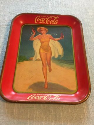 Vintage Collectible Coca Cola Metal Serving Tray (c) 1937 American Art