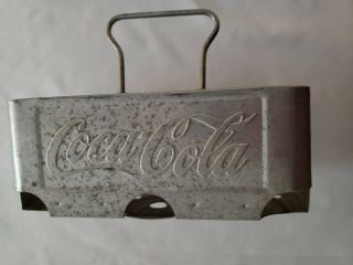 Vintage Coca Cola Coke Aluminum Metal Drink Carrier 6 - Pack Bottle Holder