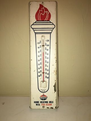 Vintage Advertising Standard Oil Thermometer Sign Tin Can Gas Amoco