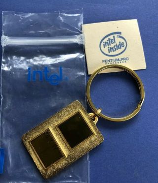 Vintage Intel Inside Pentium Pro Processor Keychain Computer Chip Rare
